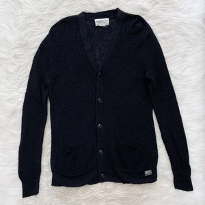 Denim & Supply Ralph Lauren Black Linen Knit Button Front VNeck Cardigan Sweater